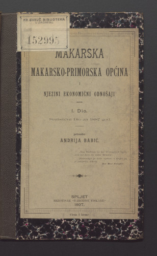 Makarska : makarsko-primorska općina i njezini ekonomički odnošaji / priredio Andrija Babić.