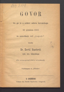 Govor što ga je u sednici Sabora hervatskoga 22. prosinca 1883. za opravdanje reči 