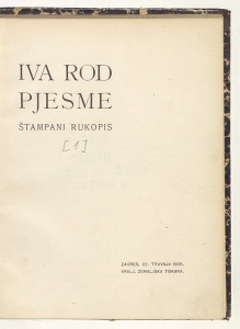 Pjesme : štampani rukopis / Iva Rod.