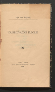Dubrovačke elegije / Lujo Vojnović.