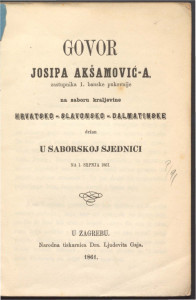Govor na Saboru Kraljevine hrvatsko-slavonsko-dalmatinske, držan u saborskoj sjednici na 1. srpnja 1861. 