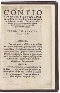 Contio poenitentiae proposita publicis peccatoribus huius temporis in instaurata Ecclesia, videlicet desertoribus, abnegatoribus, apostatis ac persecutoribus pro propriae religionis in fratribus / per Nic. Gal. et Matth. Fla. Illy.