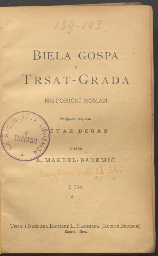 Biela gospa s Trsat-grada / talijanski napisao Petar Degan ; preveo A. Mandel-Bademić.