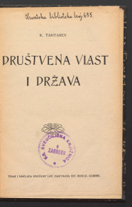 Društvena vlast i država / K. Tahtarev.