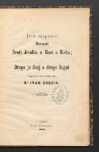 Dvie rasprave / napisao i na svetlo dao Ivan Črnčić.