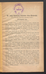 Dr. Josip Calasancij Schlosser vitez Klekovski, prvi predsjednik 