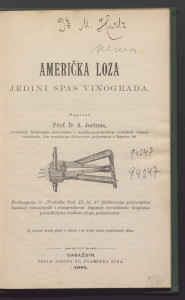 Američka loza, jedini spas vinograda : sa mnogo crnih slika u tekstu i sa četiri ploče bojadisanih slika / napisao A. Jurinac.