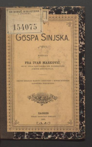 Gospa Sinjska / napisao Ivan Marković.