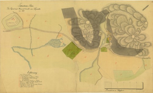 Situations Plan der Gegend und Mineral Quelle von Topusko von 1818   / gezeichnet Domitrovich Carl.