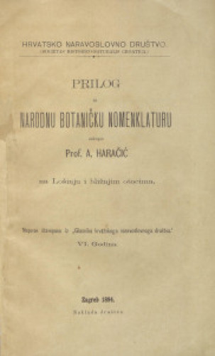 Prilog za narodnu botaničku nomenklaturu   : na Lošinju i bližnjim otocima  / sakupio A. Haračić.