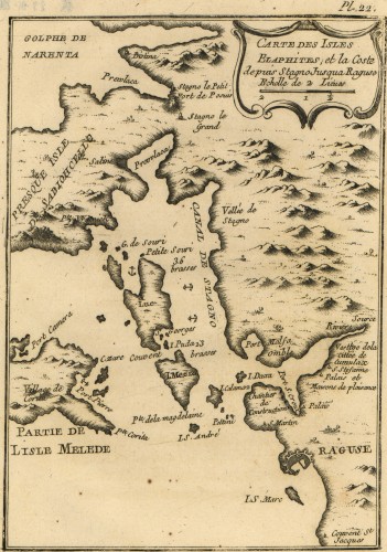 Carte des isles Elaphites et la coste depuis Stagno Insqua Raguse.