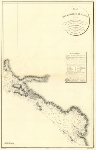 Plan des environs de Raguse   : levé en 1809  / par [Charles François Beautemps-Beaupré] ; gravé par E. [Etienne] Collin.
