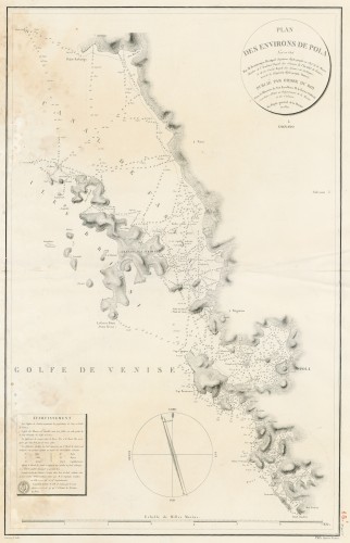 Plan des environs de Pola   : levé en 1806  / par [Charles François] Beautemps-Beaupré ; assisté [Pierre] Daussy ; gravé par E. [Etienne] Collin.
