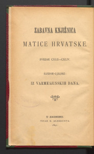 Iz varmegjinskih dana : portreti, akvareli i razne risarije / Ksaver Šandor-Gjalski.