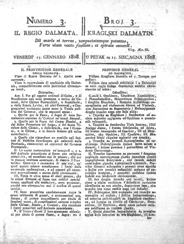 Il Regio Dalmata. = Kraglski Dalmatin. : 3(1808)