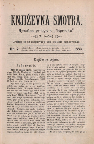 Književna smotra : mjesečna priloga k 