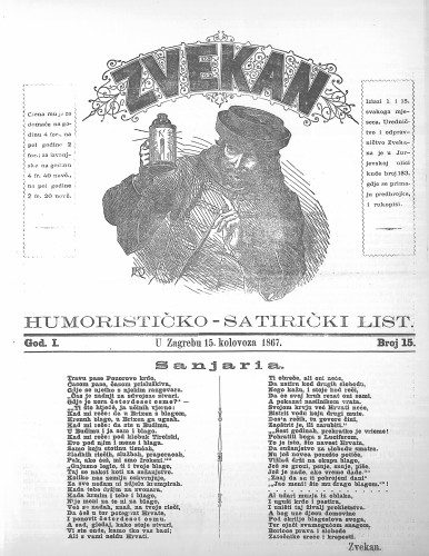 Zvekan : humorističko-satirički list : 1,15(1867) / [odgovorni urednik Marko Manasteriotti].