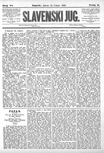 Slavenski Jug : 2,24(1849) / urednici: D. Kušlan i N. Krestić.