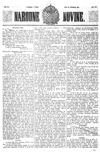 Narodne novine : 16,275(1850) / učrednik Ljudevit Gaj.