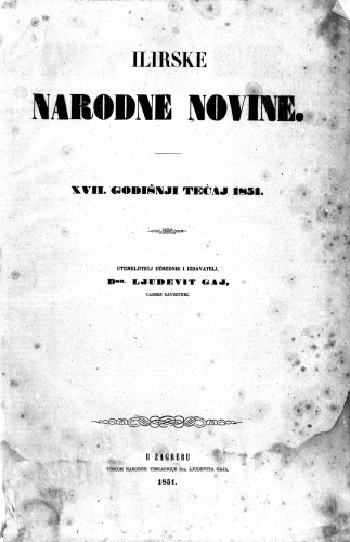 Narodne novine : 17,1(1851) / učrednik Ljudevit Gaj.