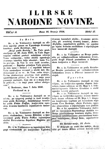 Ilirske narodne novine : 2,57(1836) / redaktor Ljudevit Gay.