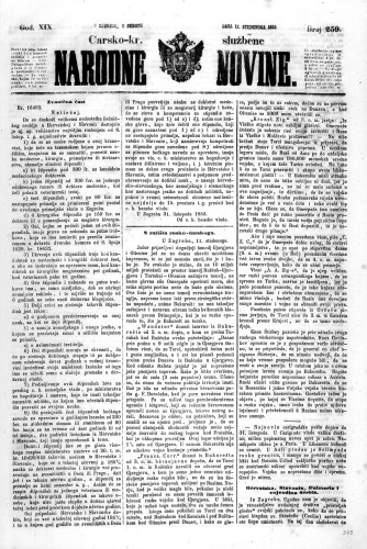 Carsko-kr. službene narodne novine : 19,259(1853) / učrednik Dr. Ljudevit Gaj.