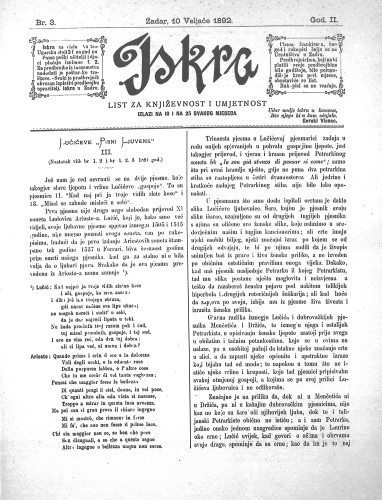 Iskra : list za književnost i umjetnost : 2,3(1892) / odgovorni urednik Nikola Šimić.