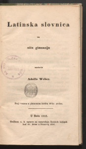 Latinska slovnica : za nižu gimnaziju / sastavio Adolfo Weber.