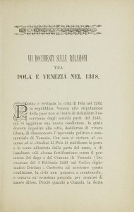 VII documenti sulle relazioni tra Pola e Venezia nel 1318. / [Giovanni Cesca]