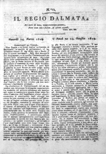 Il Regio Dalmata. : 12(1809)