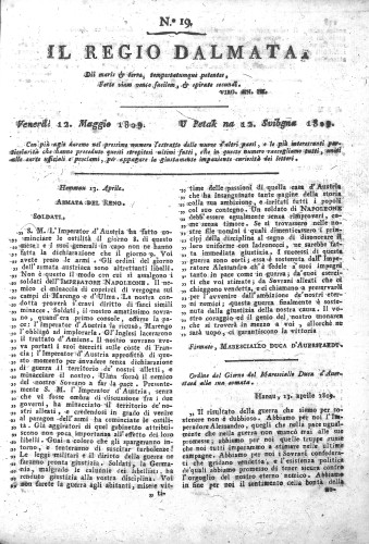 Il Regio Dalmata. : 19(1809)