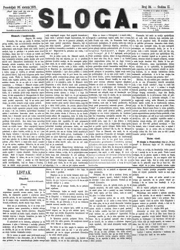Sloga : 2,24(1871) / odgovorni urednik Stjepan Pavišić.