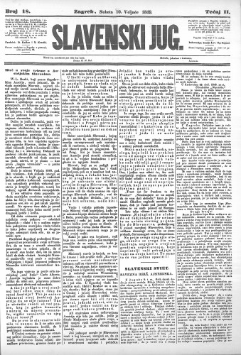 Slavenski Jug : 2,18(1849) / urednici: D. Kušlan i N. Krestić.