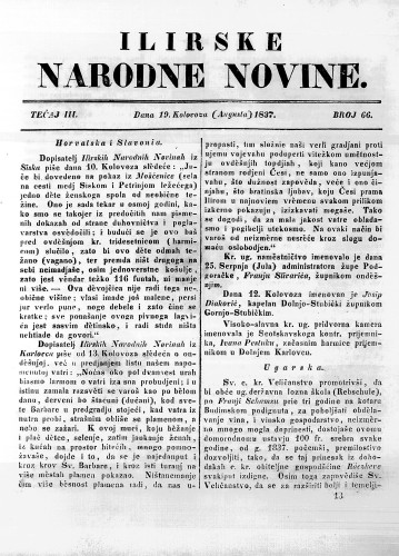 Ilirske narodne novine : 3,66(1837) / učrednik Ljudevit Gaj.