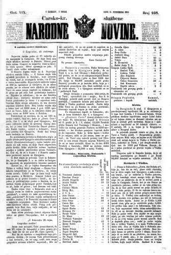 Carsko-kr. službene narodne novine : 19,258(1853) / učrednik Dr. Ljudevit Gaj.