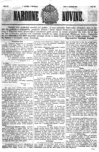 Narodne novine : 16,227(1850) / učrednik Ljudevit Gaj.