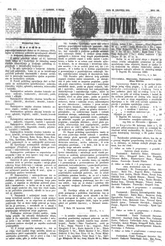 Narodne novine : 16,198(1850) / učrednik Ljudevit Gaj.
