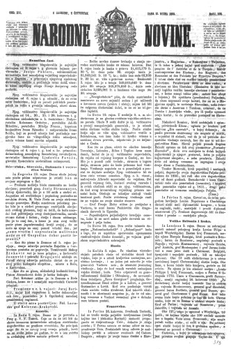 Narodne novine : 16,209(1850) / učrednik Ljudevit Gaj.