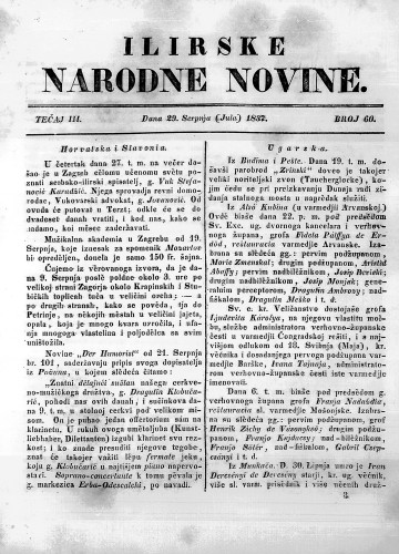 Ilirske narodne novine : 3,60(1837) / učrednik Ljudevit Gaj.