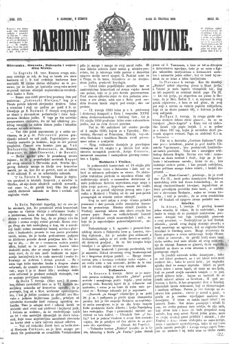 Narodne novine : 16,85(1850) / učrednik Ljudevit Gaj.