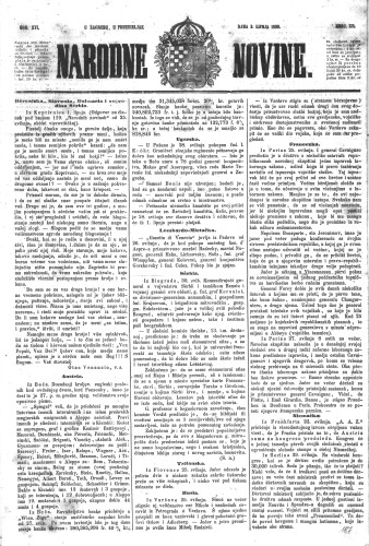 Narodne novine : 16,125(1850) / učrednik Ljudevit Gaj.