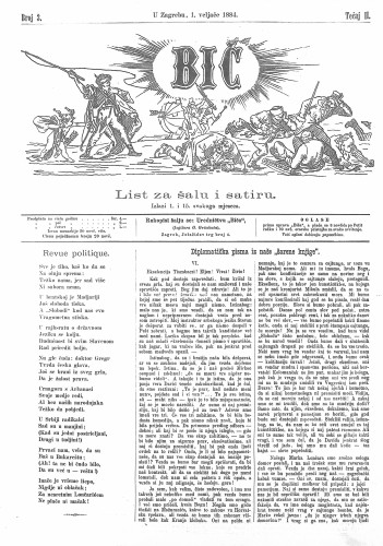 Bič : list za šalu i satiru : 2,3(1884) / [odgovorni urednik Gavro Grünhut].