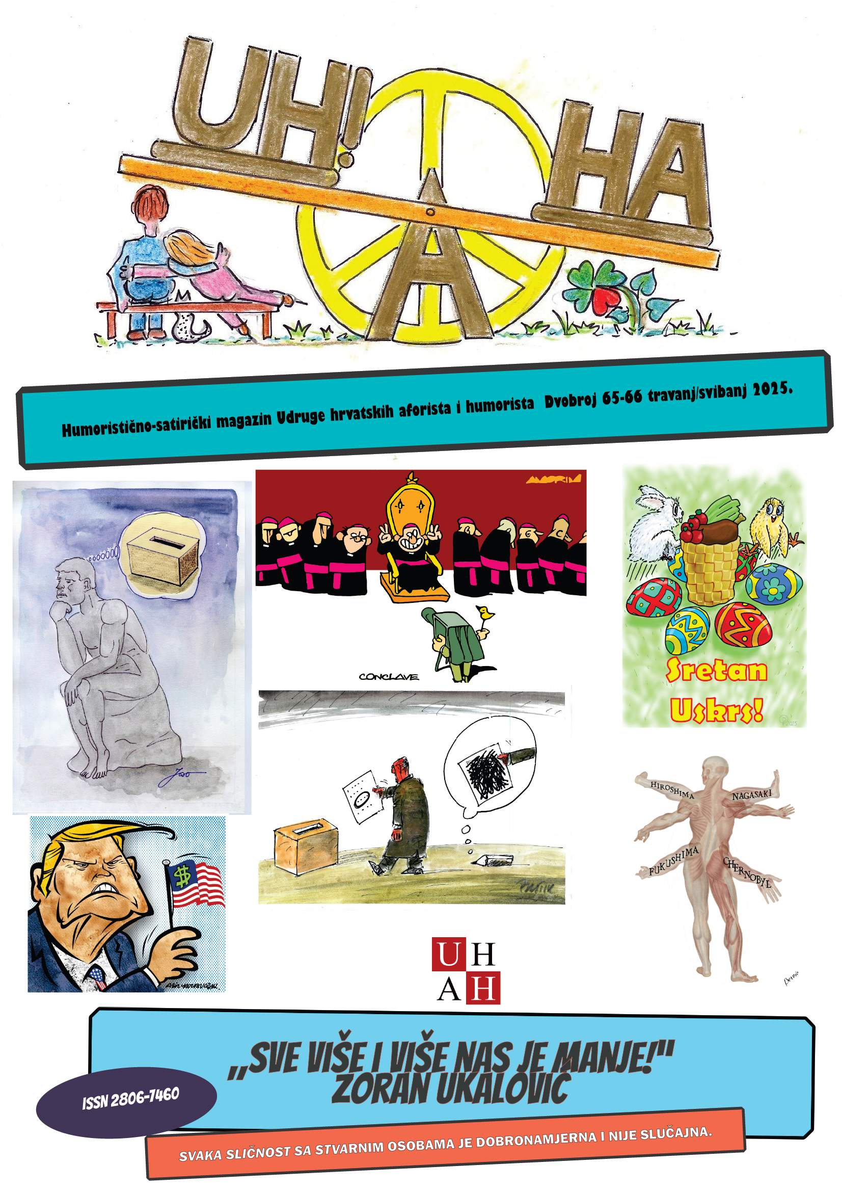 Uh!Aha : humoristično-satirički magazin Udruge hrvatskih aforista i humorista : 65/66(2025) / glavni urednik Dražen Jergović.