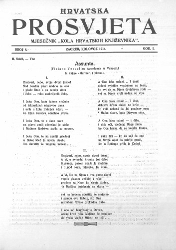 Hrvatska prosvjeta : mjesečnik : 8(1914) / urednik Petar Grgec.