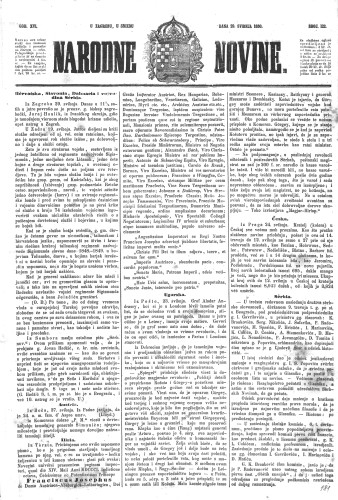 Narodne novine : 16,122(1850) / učrednik Ljudevit Gaj.