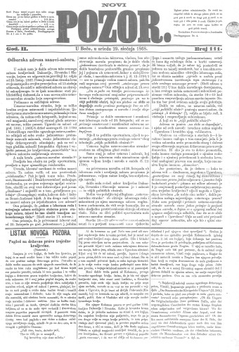 Novi Pozor : 2,111(1868) / odgovorni urednik Franjo Ptačovsky.