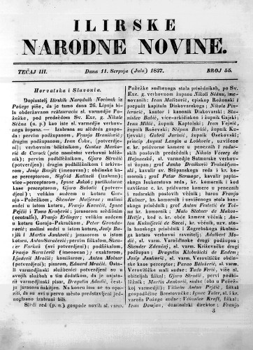 Ilirske narodne novine : 3,55(1837) / učrednik Ljudevit Gaj.