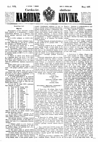 Carsko-kr. službene narodne novine : 19,107(1853) / učrednik Dr. Ljudevit Gaj.
