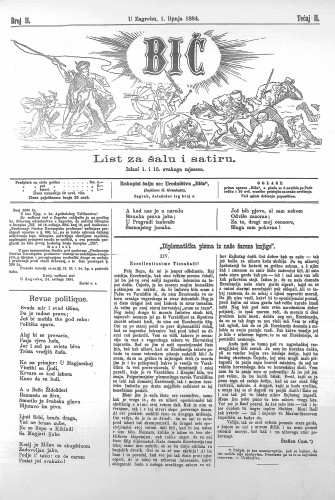 Bič : list za šalu i satiru : 2,11(1884) / [odgovorni urednik Gavro Grünhut].