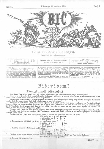 Bič : list za šalu i satiru : 2,24(1884) / [odgovorni urednik Gavro Grünhut].